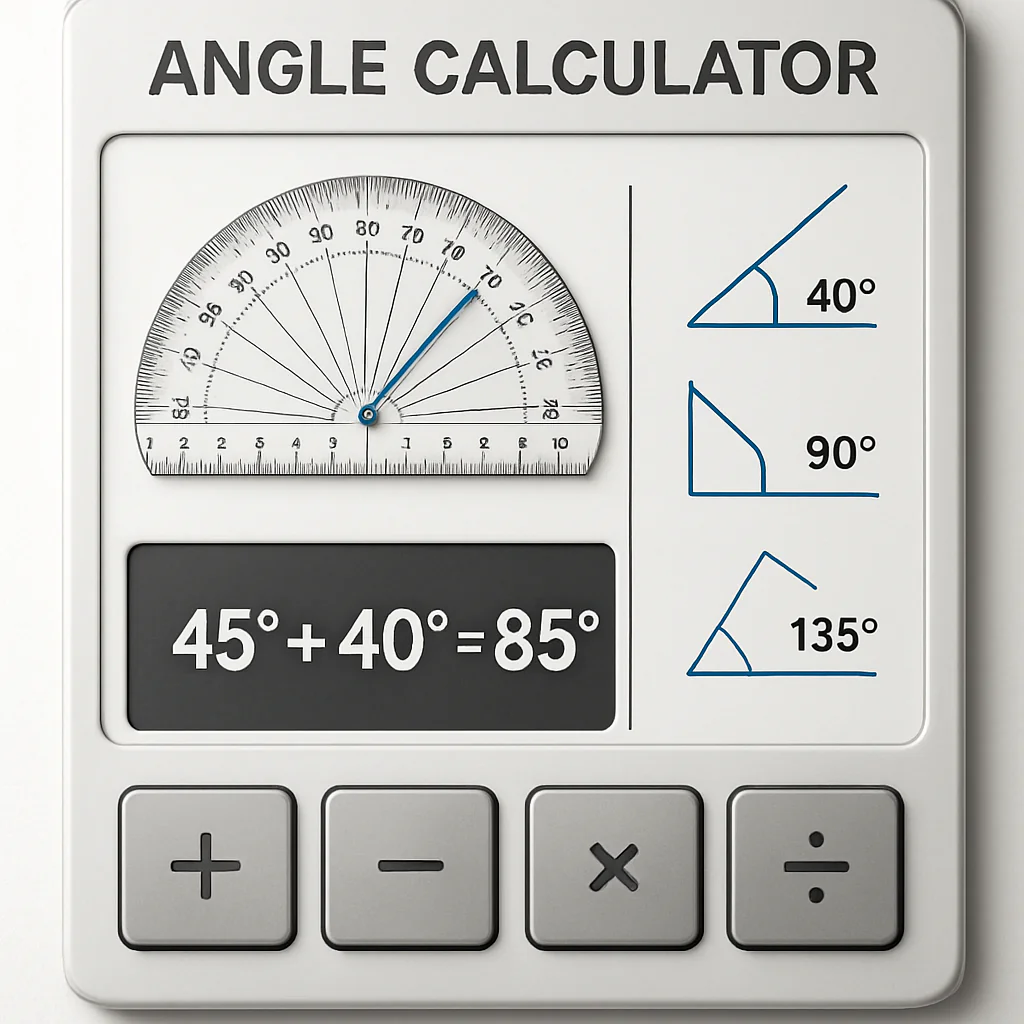 Angle Calculator - Convert & Calculate Angles Fast 2025 Angle Calculator interface displaying comprehensive angle conversion tools for converting between degrees and radians with precision mathematical analysis.