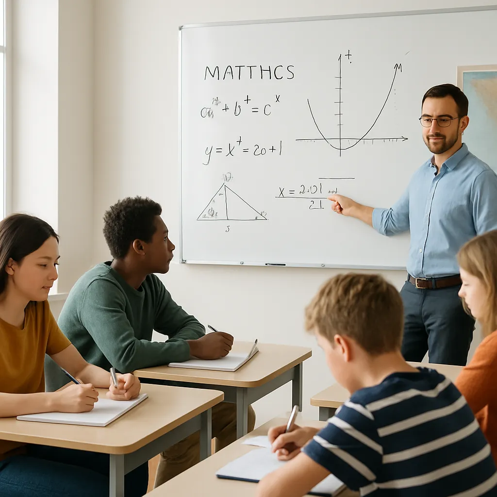 Fraction to Percent Calculator - Convert to % Fast 2025 Fraction to Percent Calculator - Convert to % Fast tool showing students in a bright classroom learning mathematics with teacher pointing to whiteboard