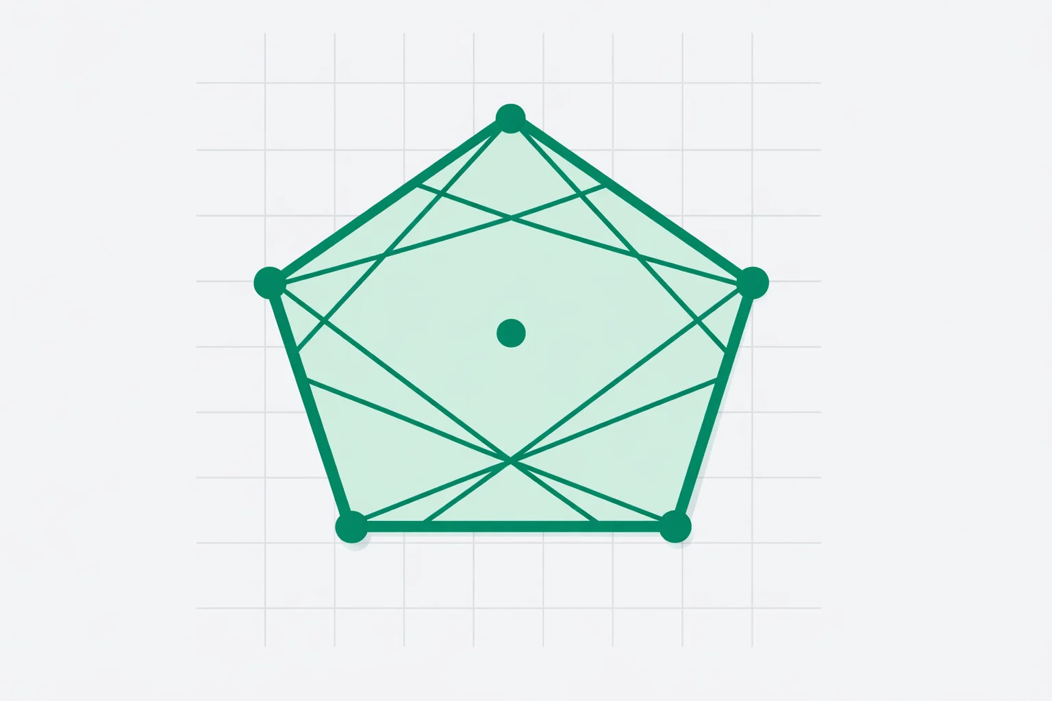 Shoelace Formula Calculator hero: a five-sided polygon on a coordinate grid with its vertices cross-connected in the diagonal lacing pattern